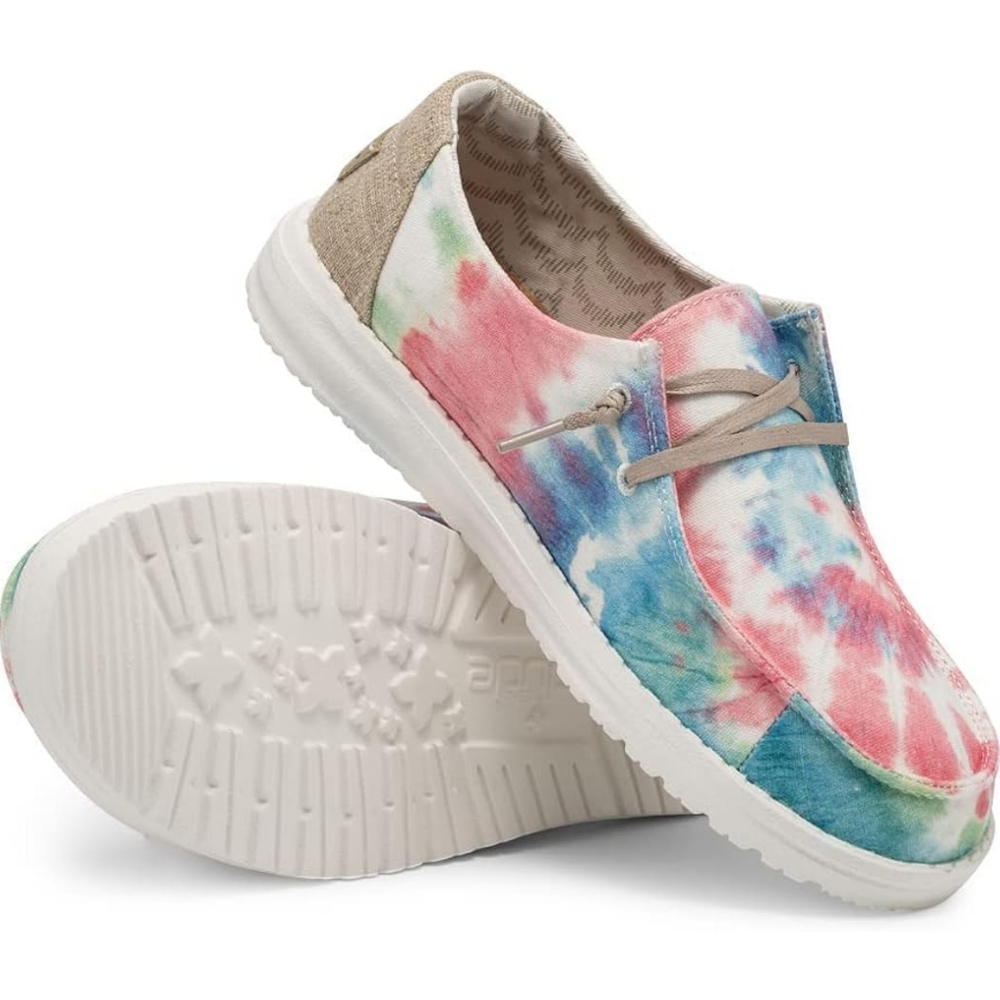 Hey Dude Wendy Youth Unisex Boho Mandala Tie Dye Slip On Sneakers